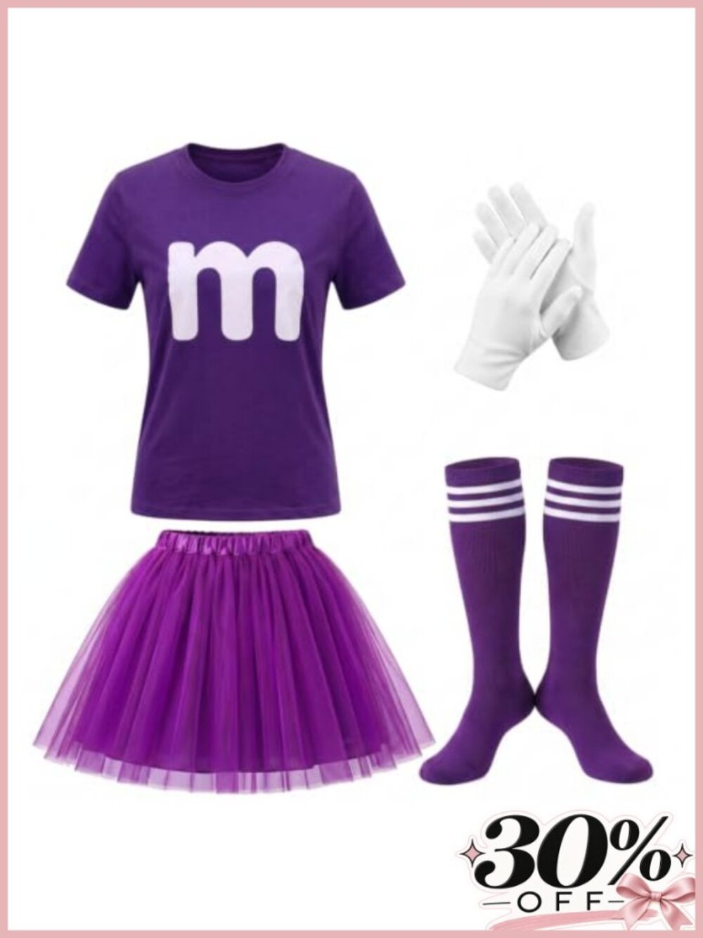Halloween Letter M Costume Set Women Tutu Skirt Socks Gloves Party Outfit